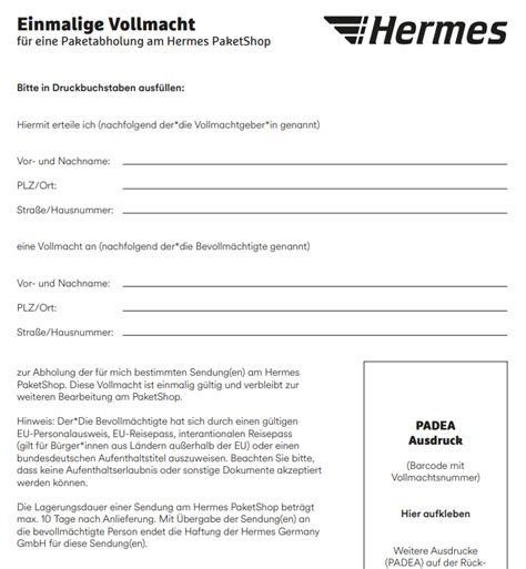 hermes paket abholung vollmacht geschäftskunden|hermes erlaubnis erteilen.